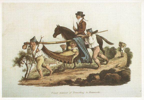 Travelling by hammock on Madeira — plate from A History of Madeira, 1821