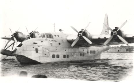 Aquila Airways Short Solent flying boat 'City of Funchal' on the water, 1950s