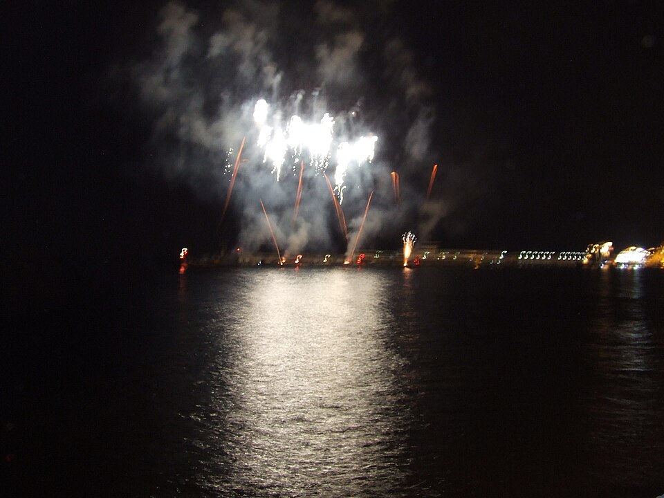 Atlantic Festival fireworks over Funchal bay at night